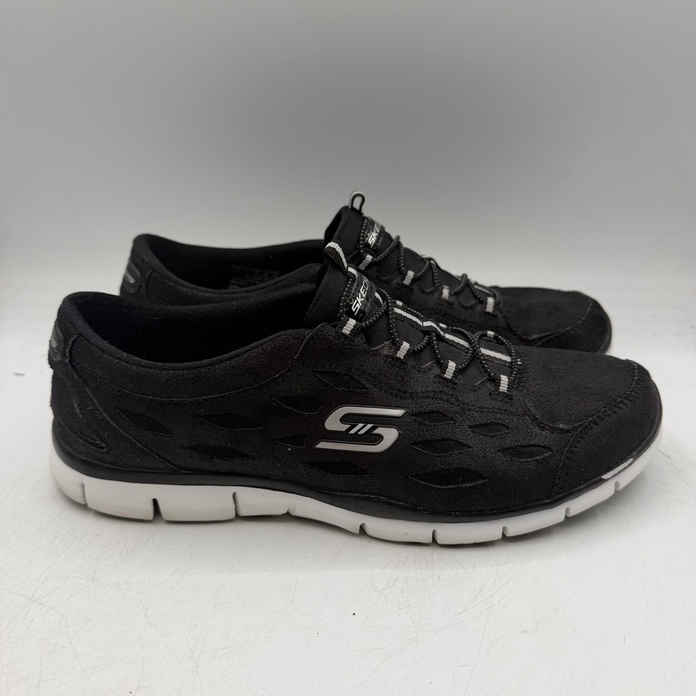 Skechers Gratis Simply Serene Shoes Womens Sz 9 Black White Slip On 22774MC